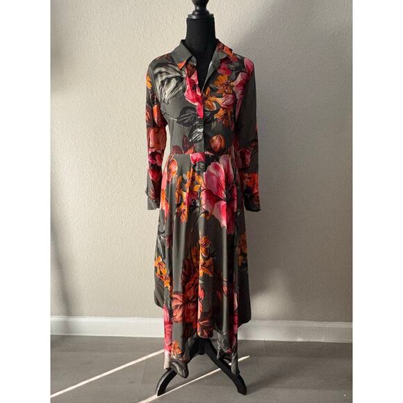 SOFT SURROUNDINGS Asymmetrical Floral Dress Sz S Coastal Grandma Elegant Picnic - Picture 1 of 8